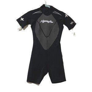Hyperflex Youth Shorty Wetsuit Size 10 Black & Gray Neoprene Back Zip Surf/Dive